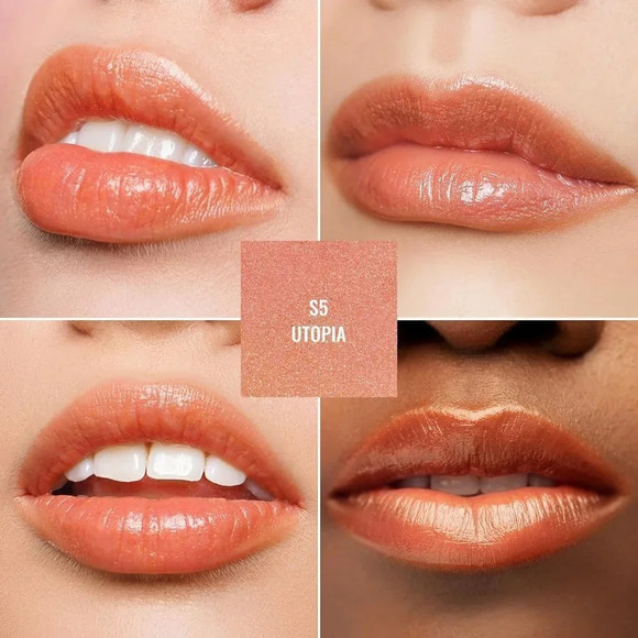 Oulac Peach Nude Moisture Shine Medium Coverage Glossy Finish Lipstick Utopia S5 - Picture 3 of 7